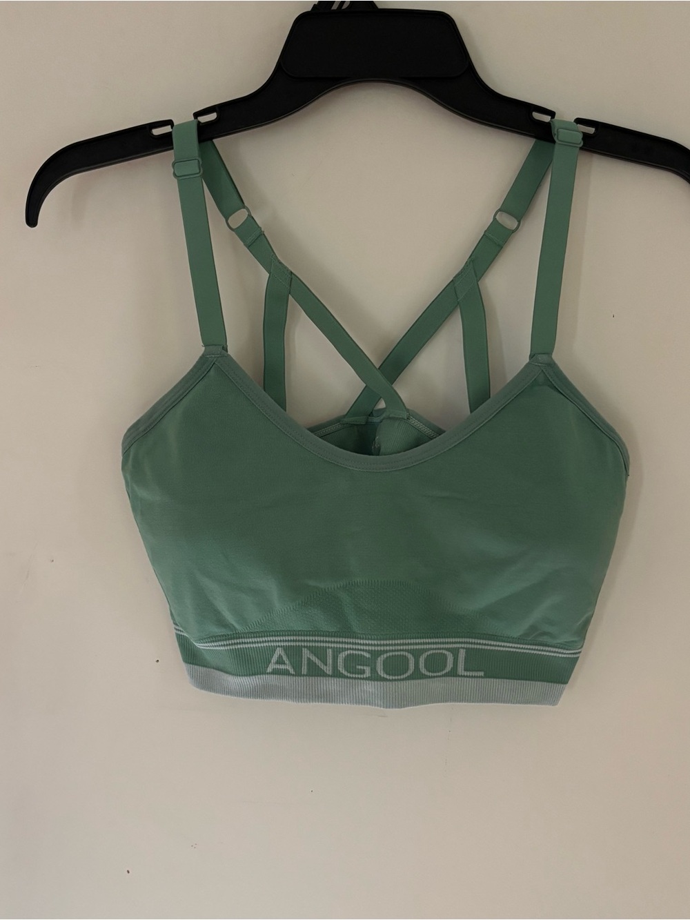 ANGOOL Green Cross Back Adjustable Strap Sports Bra Size Large